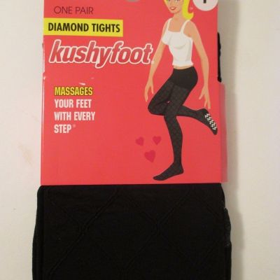 1 KUSHYFOOT Black Diamond Pattern Tights~Tall 5'2